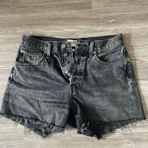 AGOLDE Parker Denim Cut Off Shorts Black Size 25
